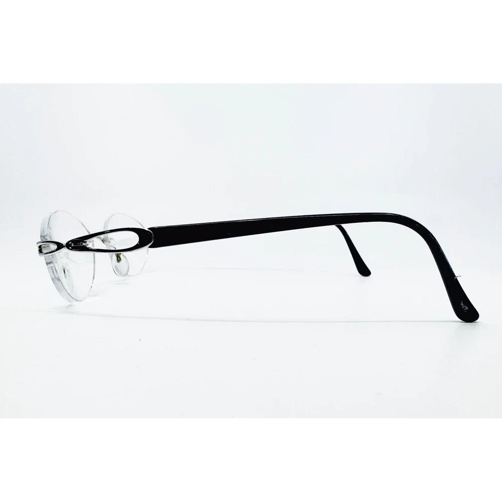Silhouette Eyeglasses Womens Black Silver Rimless Oval 6708 00 6050 19 130